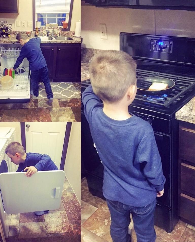 Mom’s Brilliant Response to Criticism for Posting Pictures of Her Kid Doing Household Chores