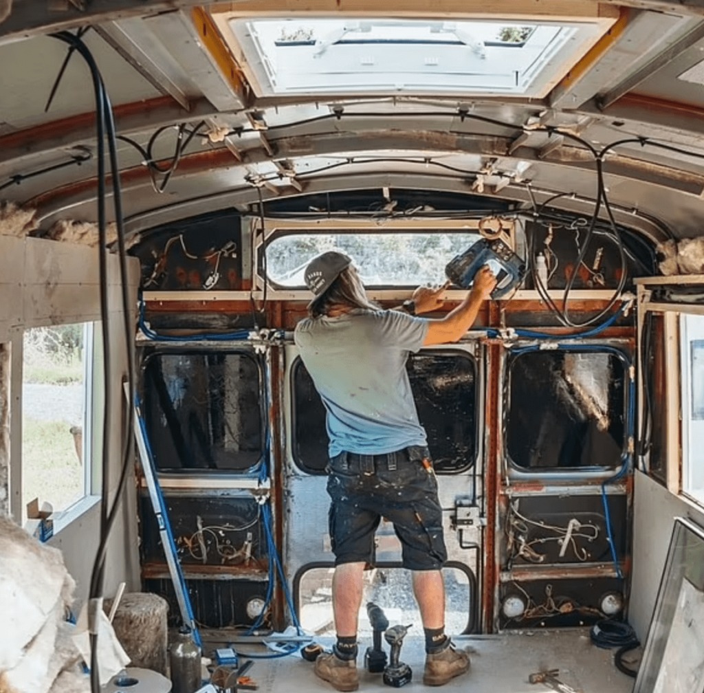 Couple Transforms Vintage School Bus into Luxury Motorhome