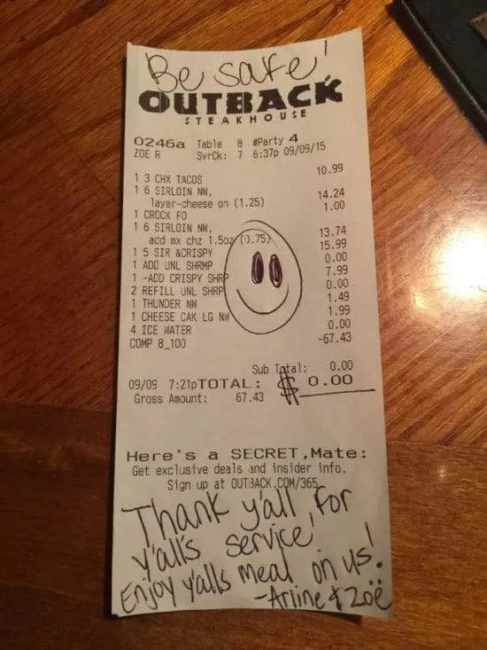 Outback Steakhouse Surprise for Police Officers