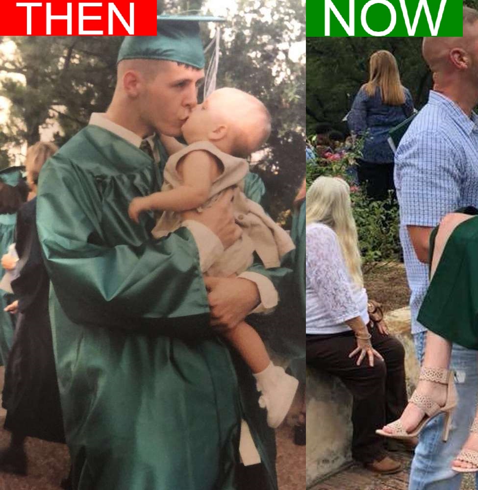 Father and Daughter Recreate High School Graduation Photo 18 Years Later – Observers Notice One Unforgettable Detail upon Closer Examination