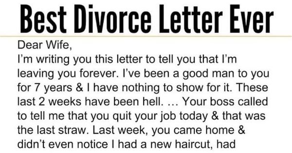 The Best Divorce Letter Ever!