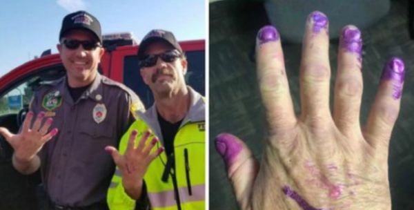 Firefighters Calm Down Scared Little Girl at Crash Scene by Asking Her to Paint Their Nails