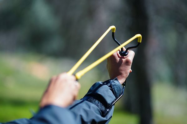 Owen Burns with slingshot