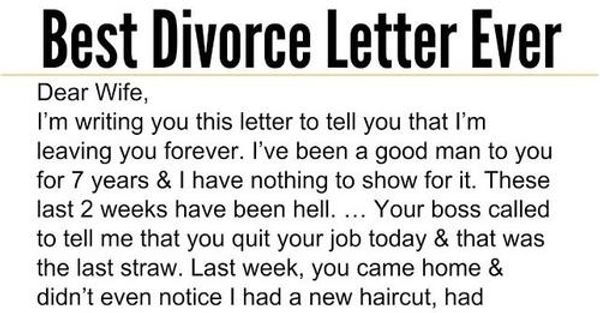 Wife Receives A Divorce Letter From Husband, Her Reply Is Absolutely Brilliant