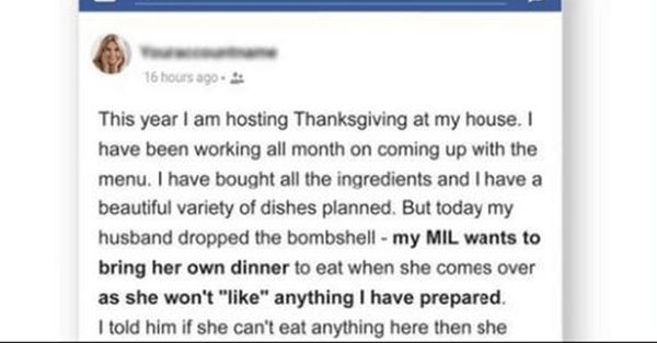 My Mother-In-Law Doesn’t Want to Eat Thanksgiving Dinner I Cook, Plans to Bring Her Own Meals