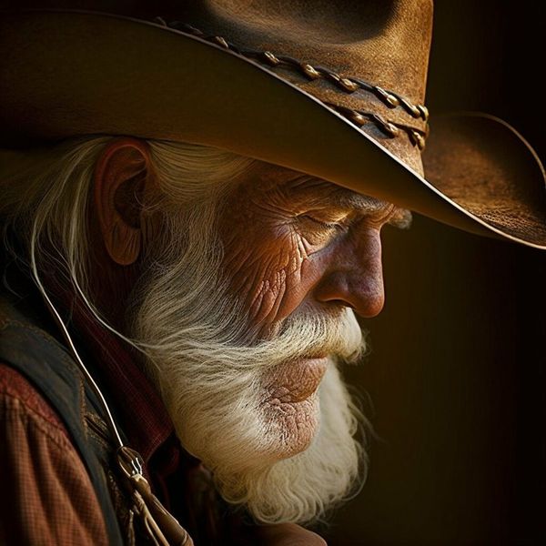 An old cowboy getting a shave