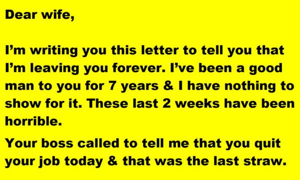 He Sent His Wife a Dear John Letter and Instantly Regrets It