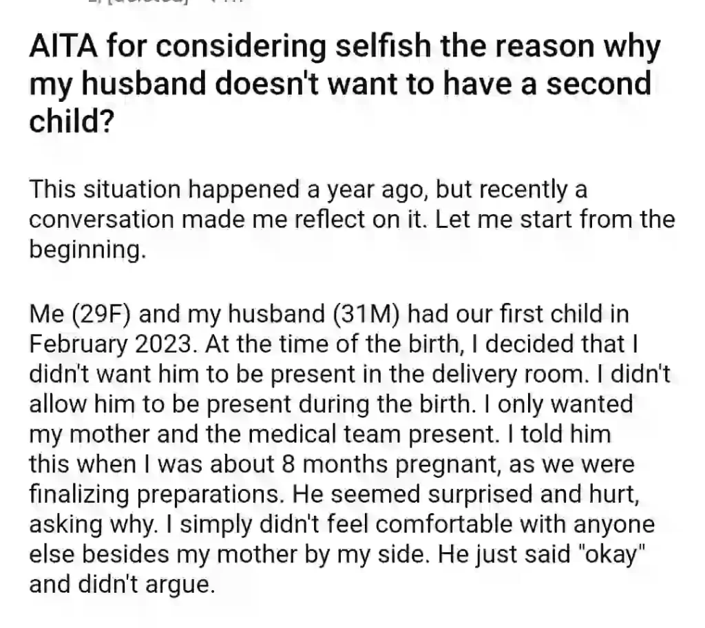 AITA For Wanting to Have a Second Child?