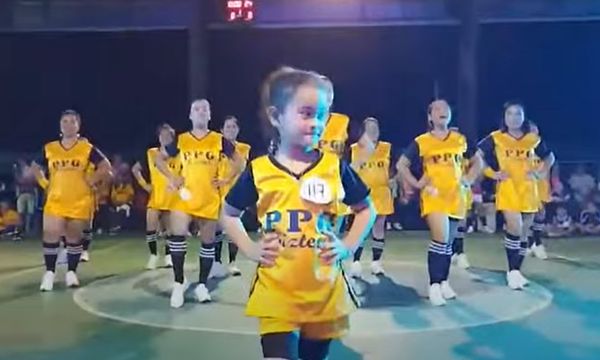 Little Girl with Endless Energy Leads Dance Team