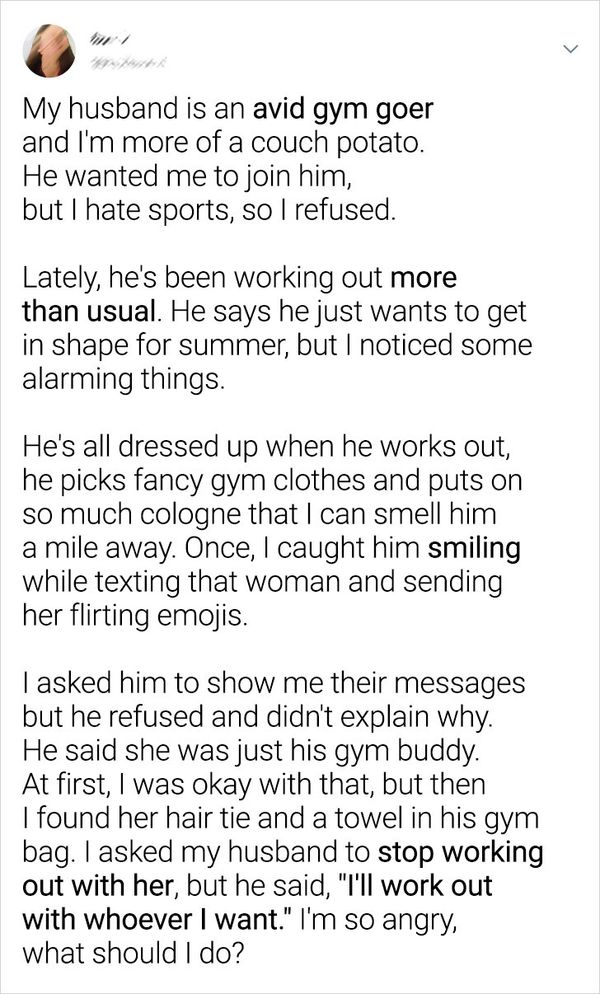 My Husband Doesn’t Want to Stop Talking to His Female Gym Buddy