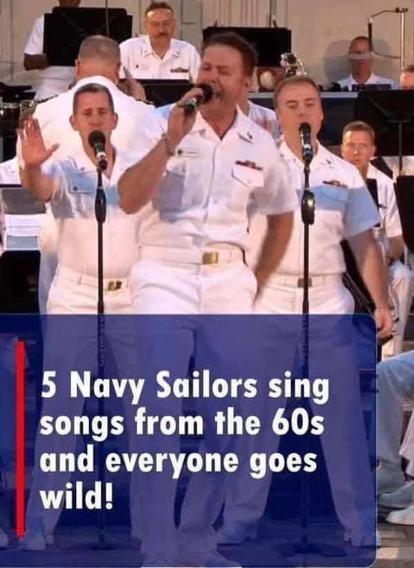 Five Navy Sailors Sing 1960s Hits and Captivate the Audience