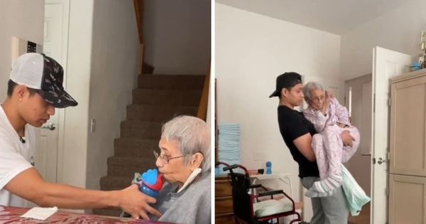 Devoted Grandson Takes Care of Grandma