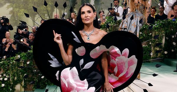 Demi Moore Stuns at the 2024 Met Gala with a Wallpaper Dress