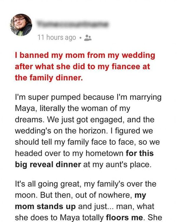 Am I Wrong for Banning My Mom from My Wedding?