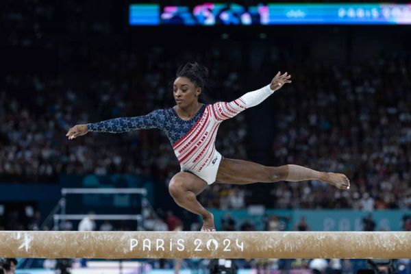 Simone Biles is the most decorated gymnast in history. (Aytac Unal/Anadolu via Getty Images)