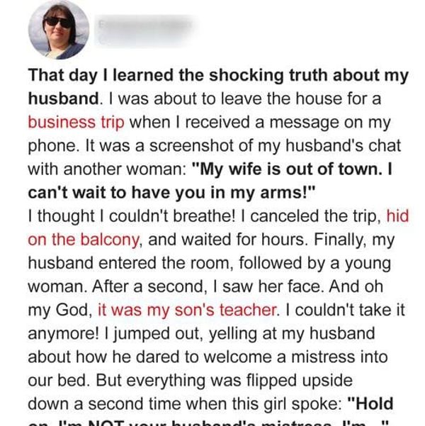 Wife Discovers Husband’s Betrayal, Finds Unexpected Culprit