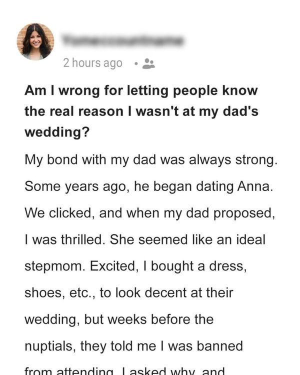 Dad & Fiancée Exclude His Daughter from Their Wedding after She Bought a Dress & Shoes for It