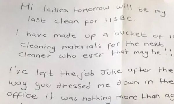 A Loyal Worker Quits and Leaves a Note After Being Bullied by a Manager