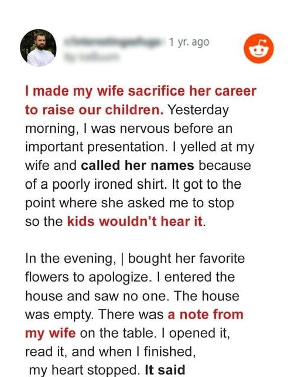 Husband Constantly Mocks Unemployed Wife for Doing Nothing, Finds a Note after Ambulance Takes Her Away !