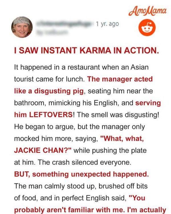 Manager Forced Waitress to Serve Leftovers to Foreign Customer, Life Taught Him a Lesson Immediately