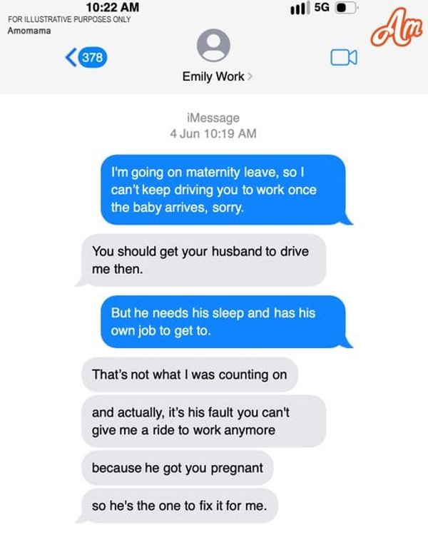 My Coworker Wants My Husband to Drive Her to Work While I’m on Maternity Leave — That’s Not Even the Craziest Part