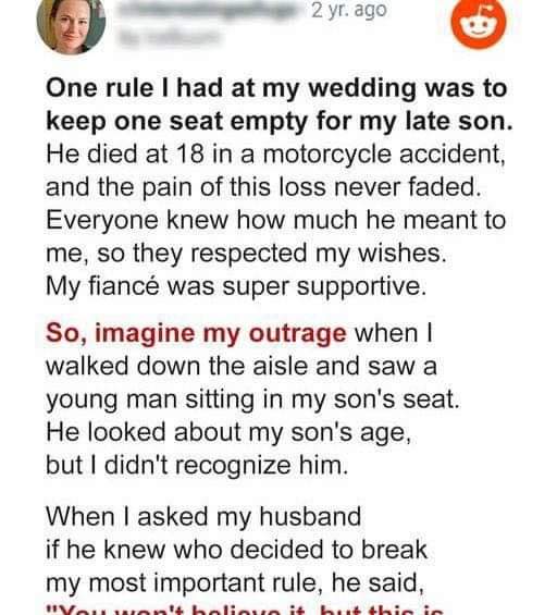 The Empty Seat That Spoke Volumes: A Mother’s Heartwarming Tribute to Her Late Son on Her Wedding Day