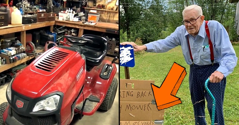 When An Elderly Man’s Mower Was Stolen, His Kind Sign Led to a Heartwarming Surprise